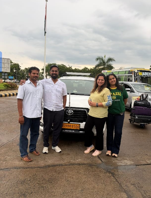 Travel group with Innova Crysta after airport pickup